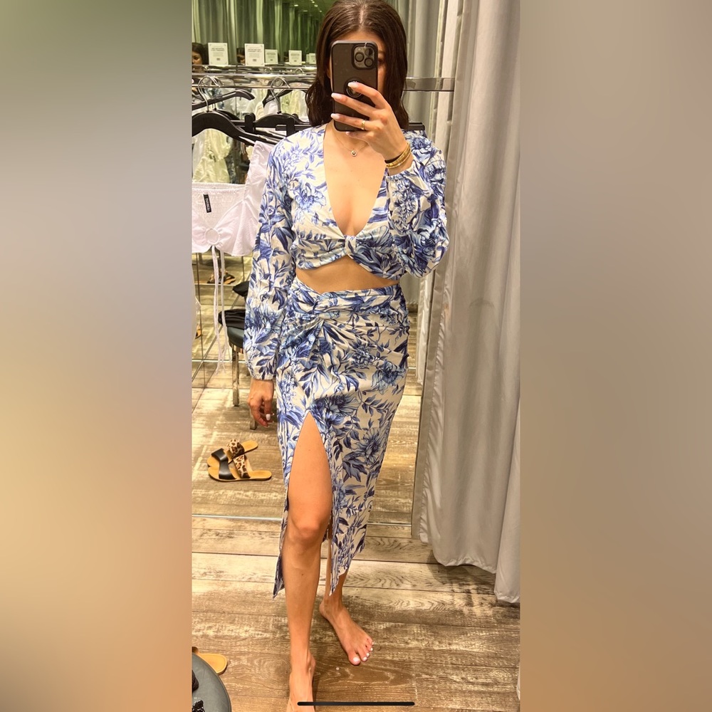 H&M linen floral skirt